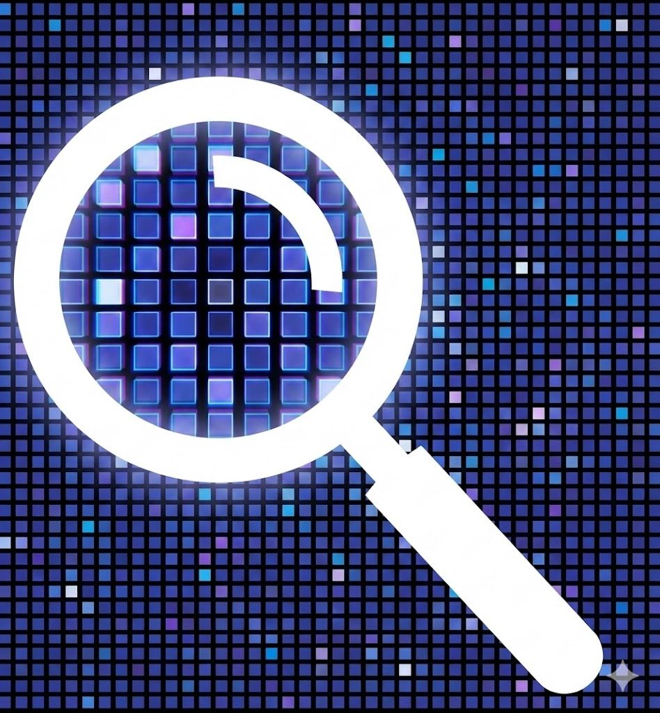 A magnifier over a grid of radar returns, revealing structure hidden in the signal