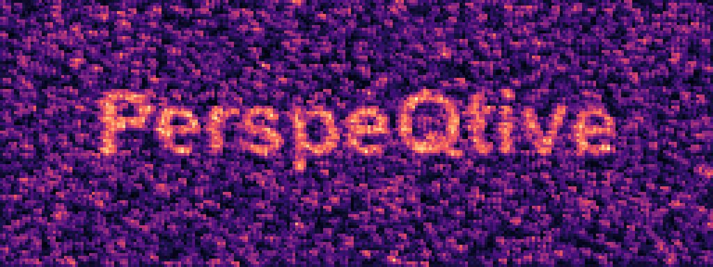 The word PerspeQtive emerging from radar noise